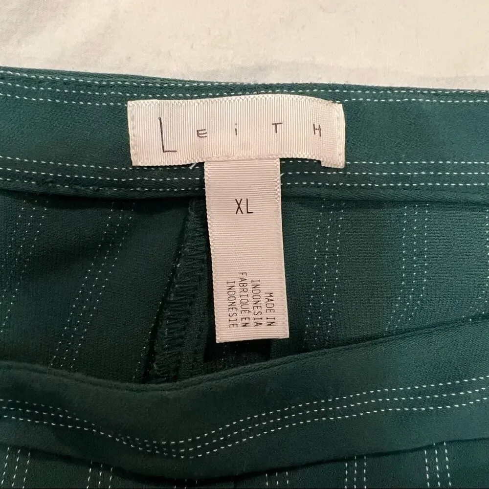 Leith Wide Leg Pinstripe Work Pants High Rise Green size XL
